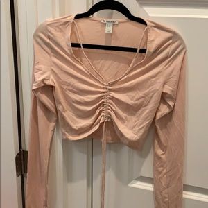 Long sleeve crop tie top